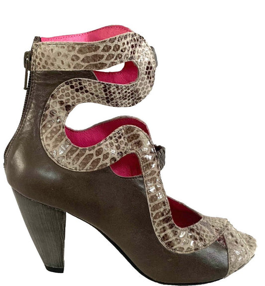 Serpent - Grey Snake high heel peep toe shoe-Last pair 36!