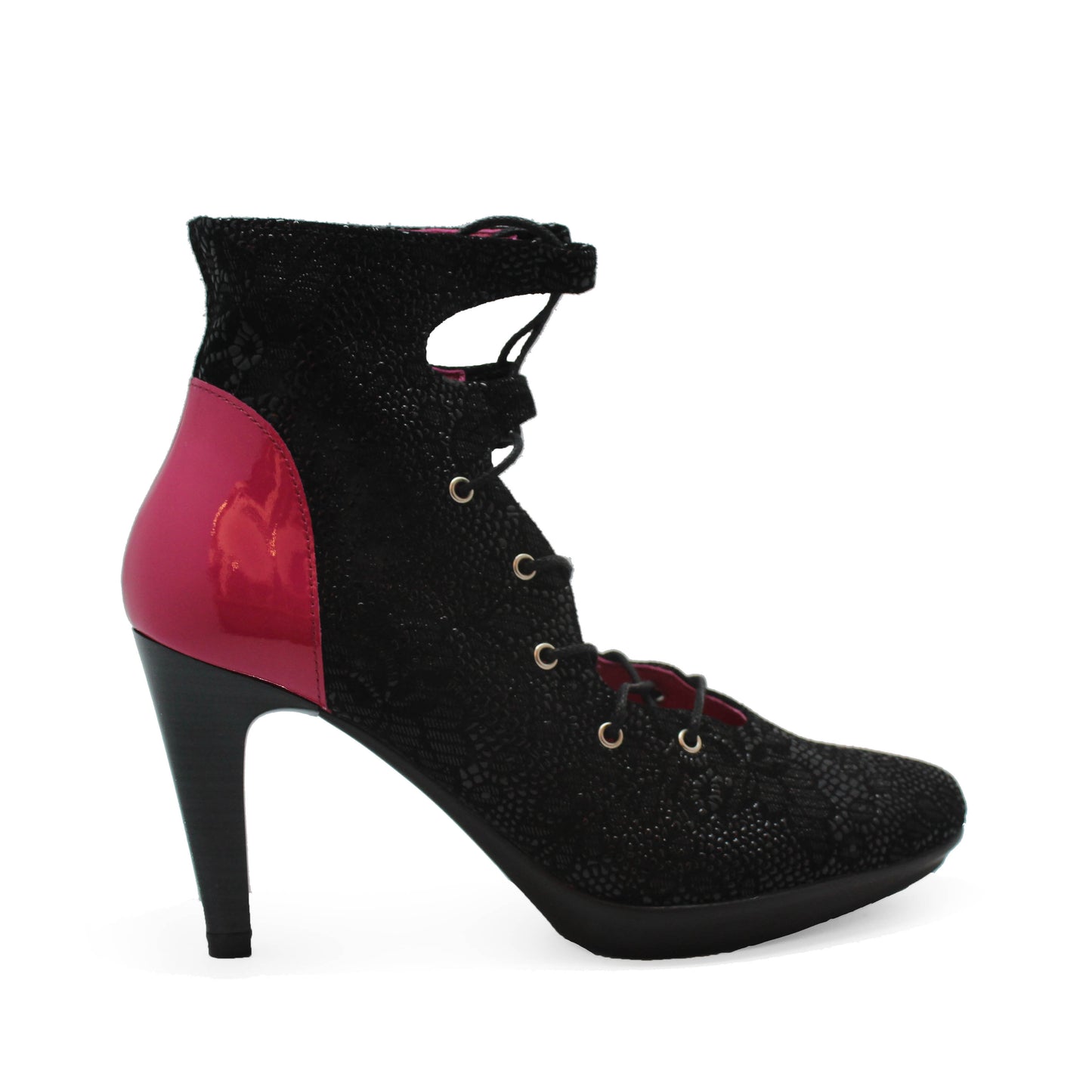 St Martins - Black/Fuchsia high heel shoe