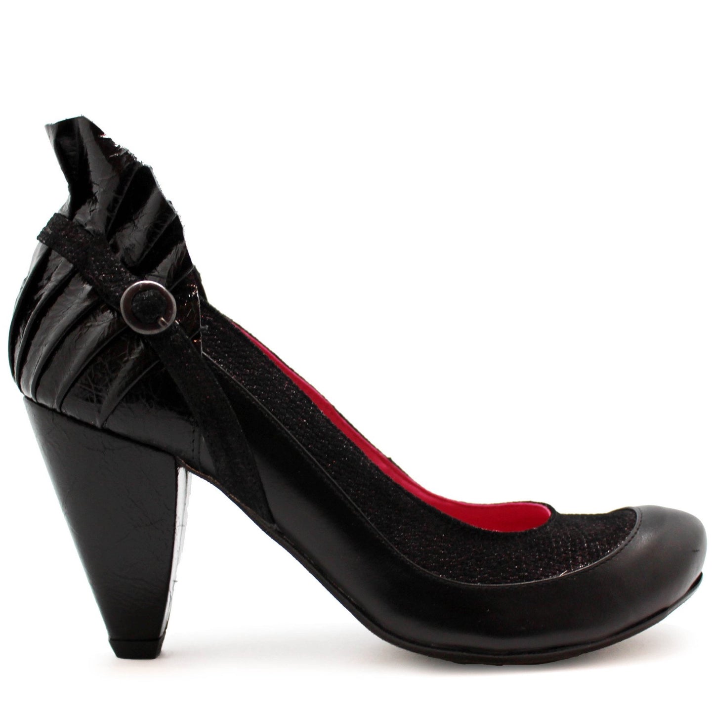 Tresor - Black leather heel shoe